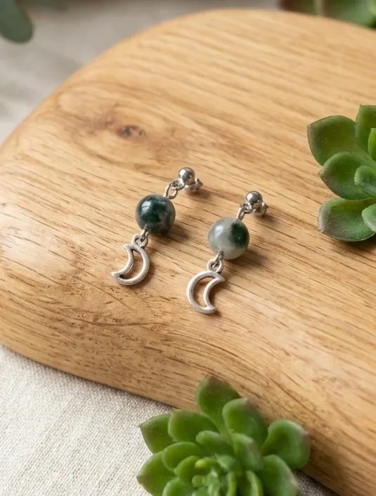 Pendientes ágata musgosa 