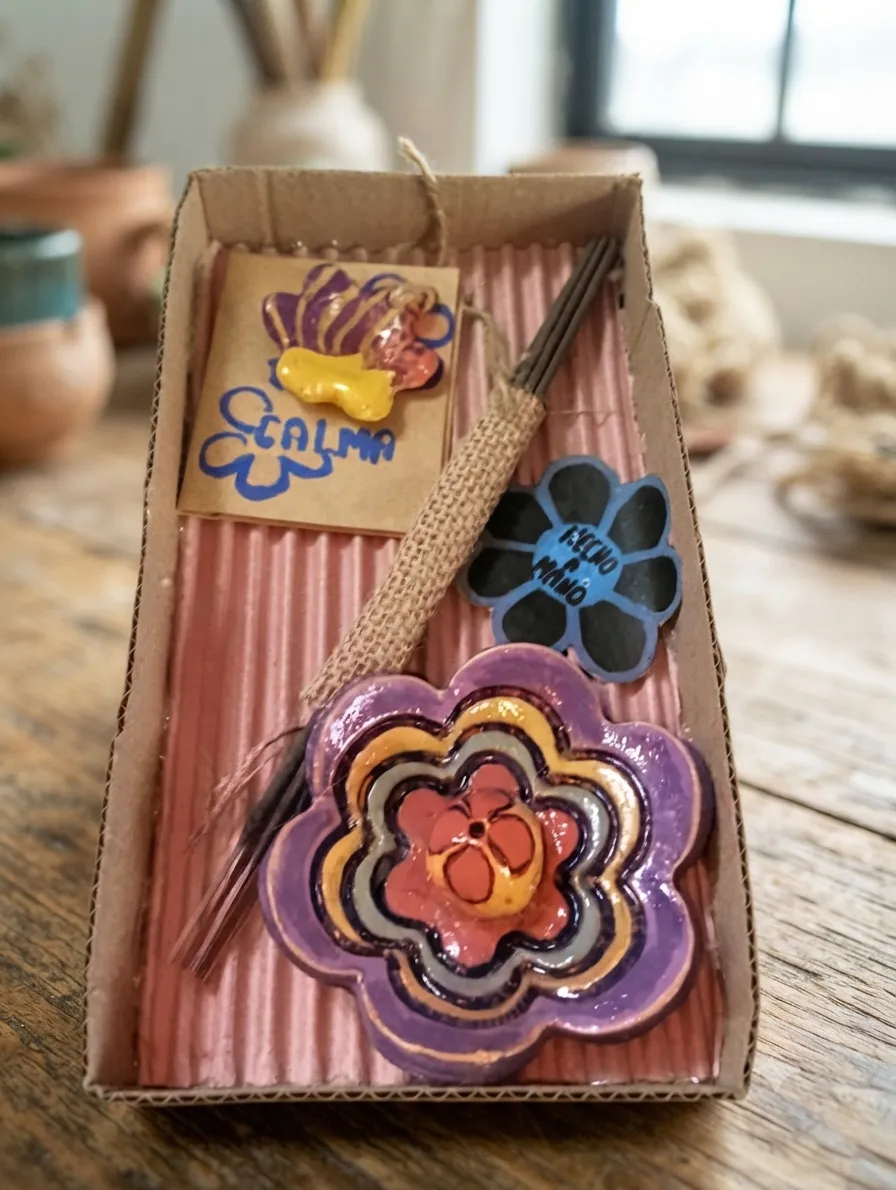 Caja Regalo Momento de Calma – Set de Incensario y Piedra Antiestrés - Imagen 3