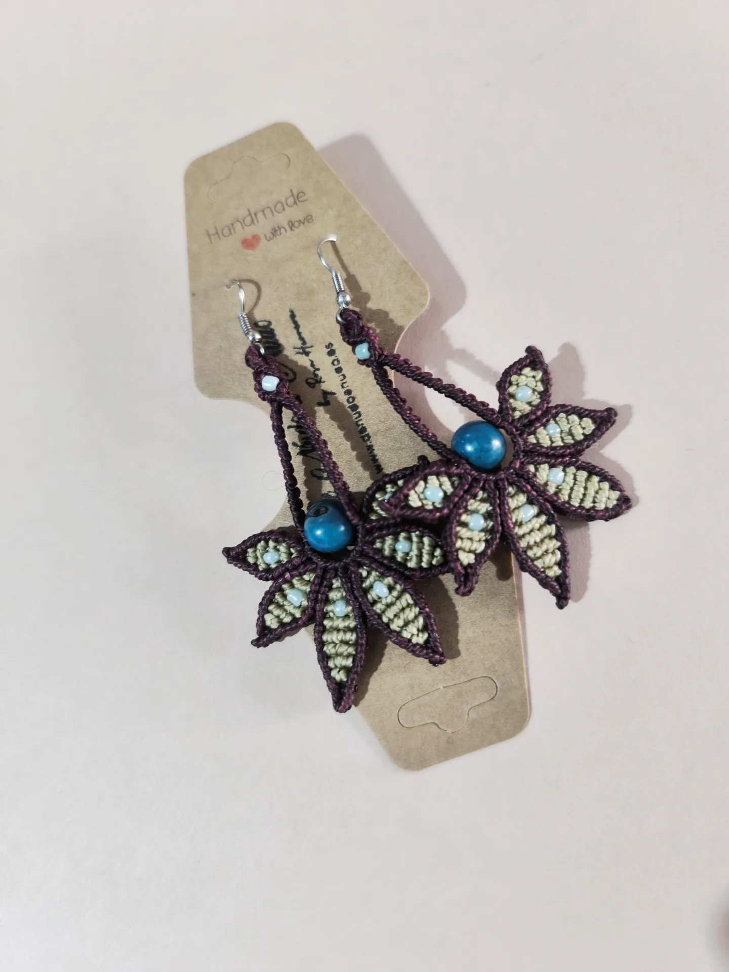 Pendientes Flor Con Semilla Acai - Imagen 2