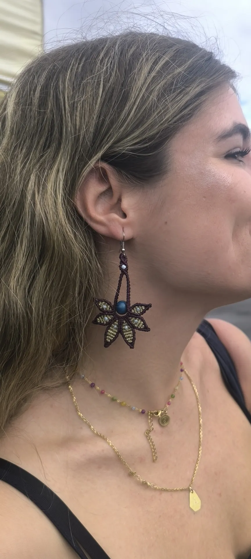Pendientes Flor Con Semilla Acai