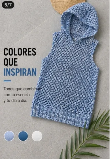 Sweter sin manga con capucha - Imagen 3
