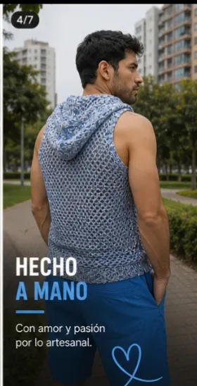 Sweter sin manga con capucha - Imagen 2