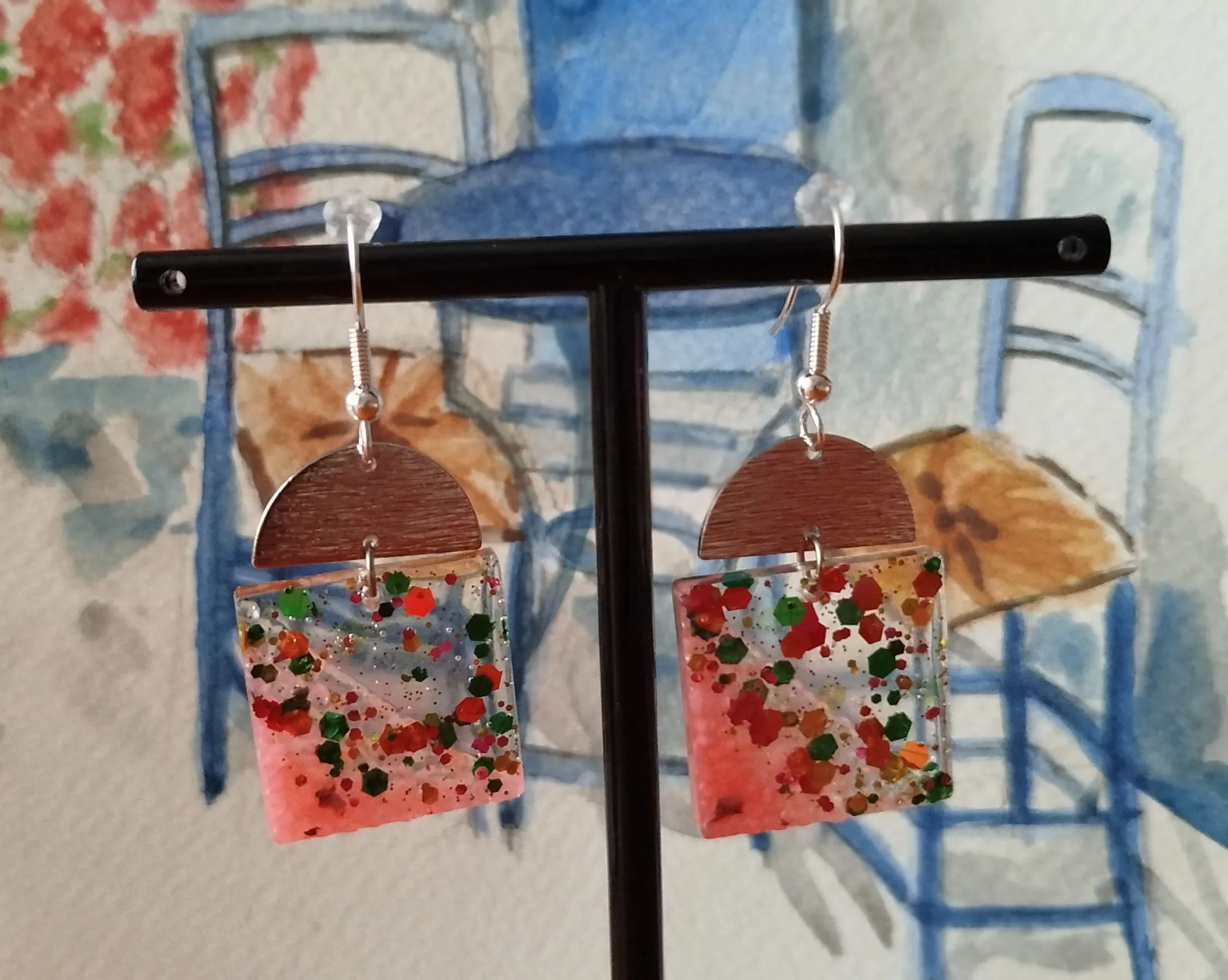 Pendientes resina epoxi en relieve