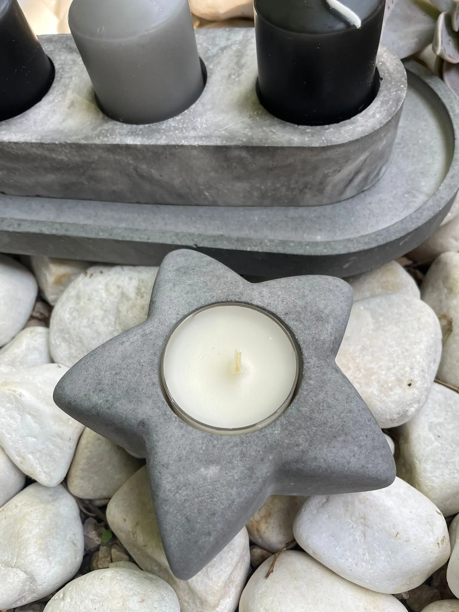 Porta velas Estrella Stone