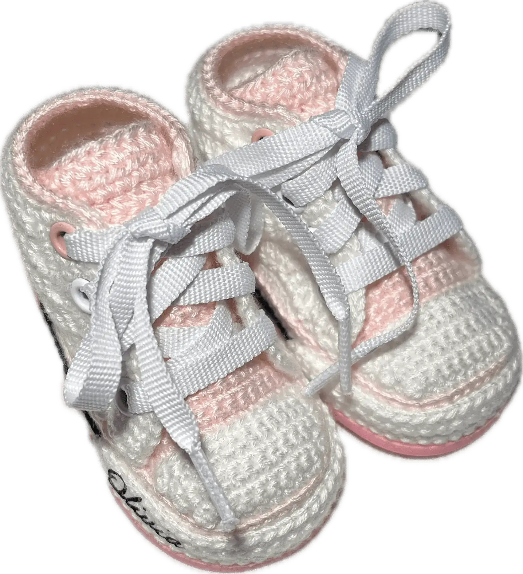 Patucos para bebé tejidos a crochet o ganchillo. Deportivas de caña alta personalizadas - Imagen 3