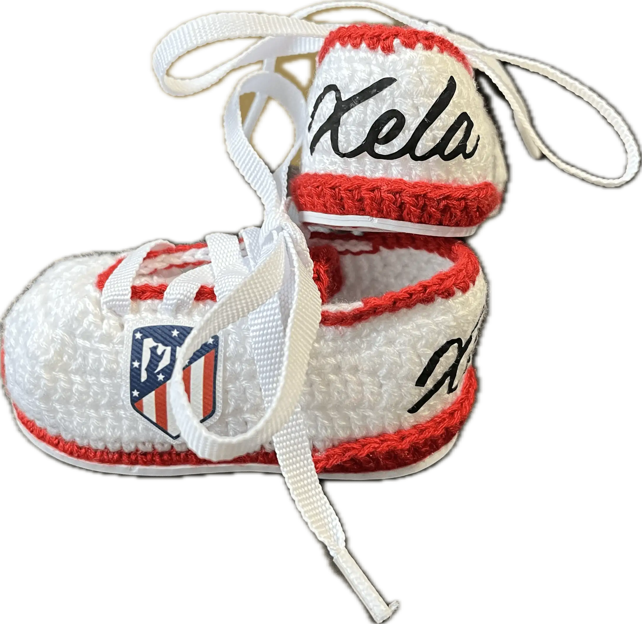 Patucos de fútbol para bebé del equipo del Madrid Atlético, personalizados