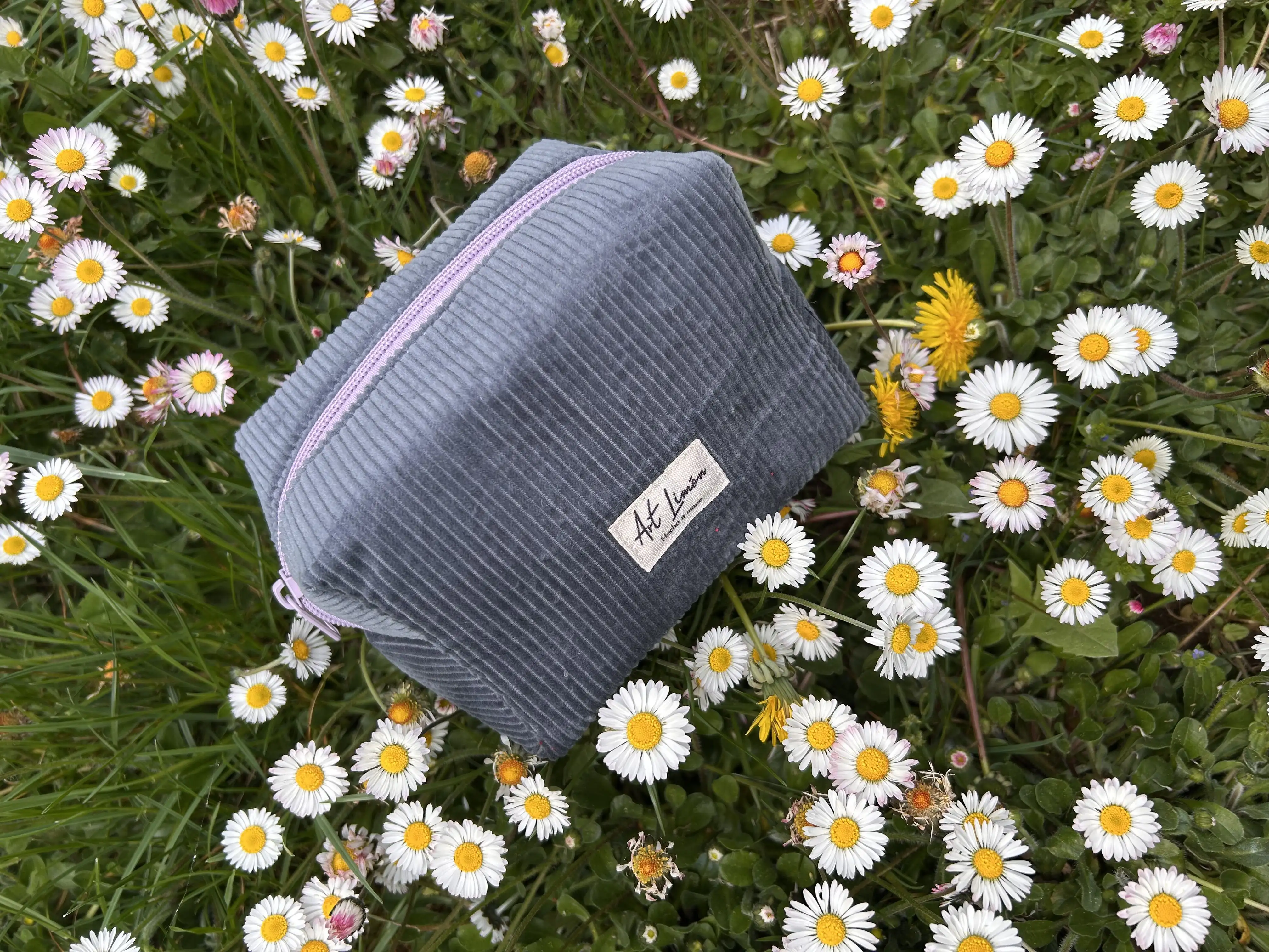 Mini neceser de pana gris