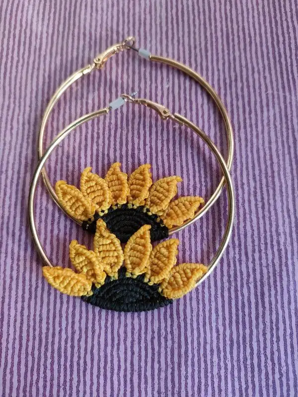 Pendientes Girasoles Macramé