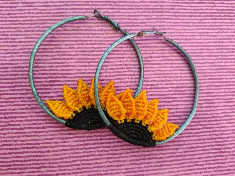 Pendientes Girasoles Macramé - Imagen 4