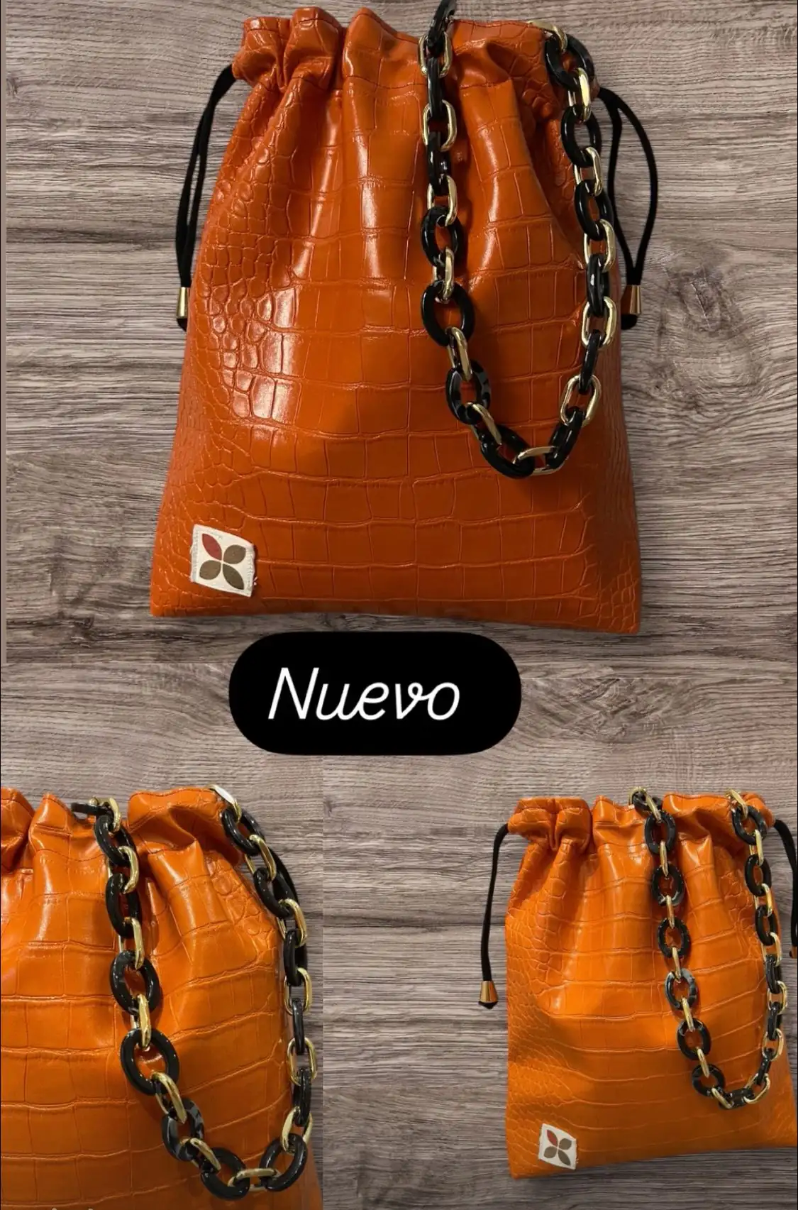 Bolso efecto cocodrilo naranja - Imagen 3