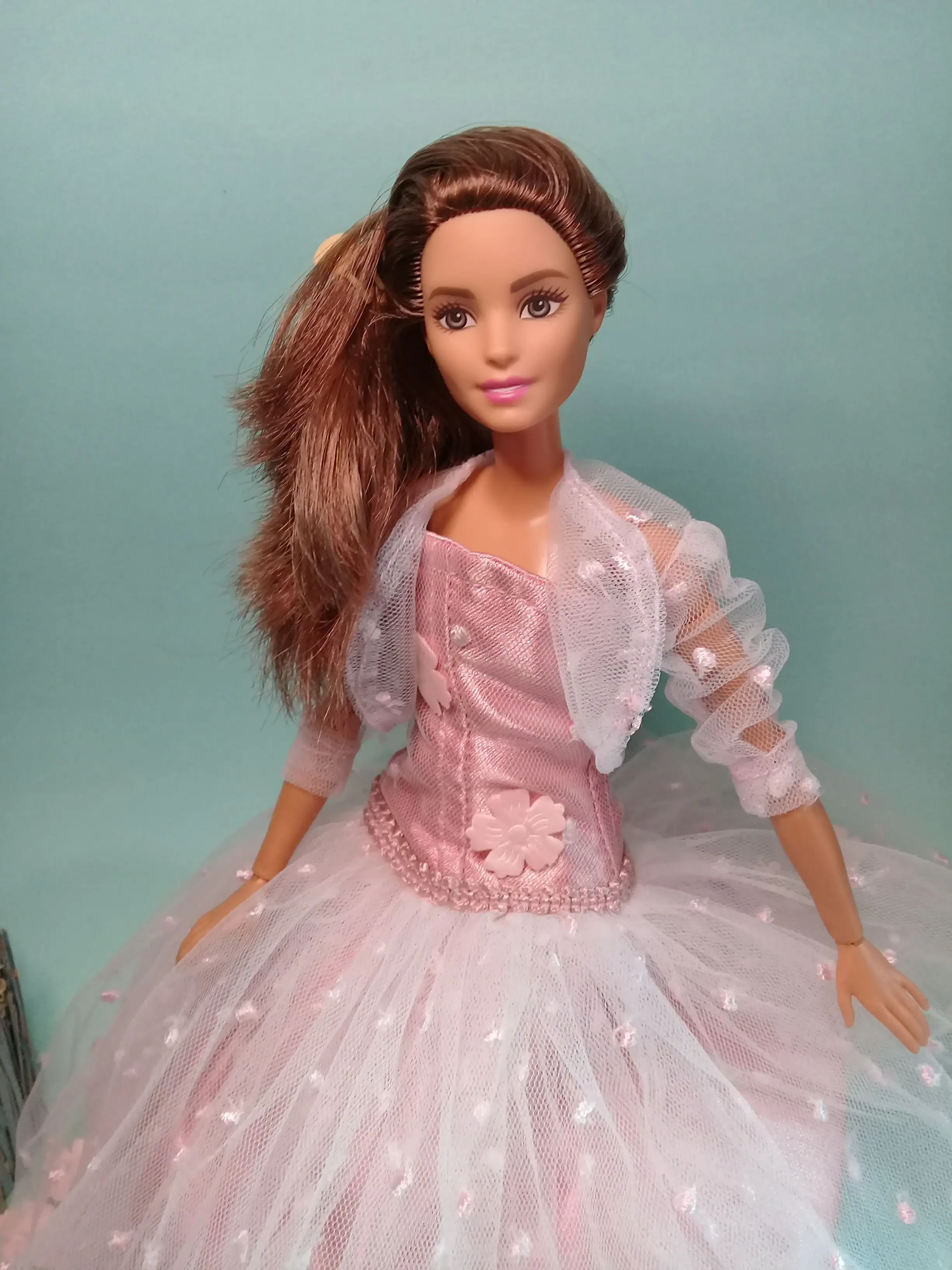 Vestido de princesa en plumeti para muñecas