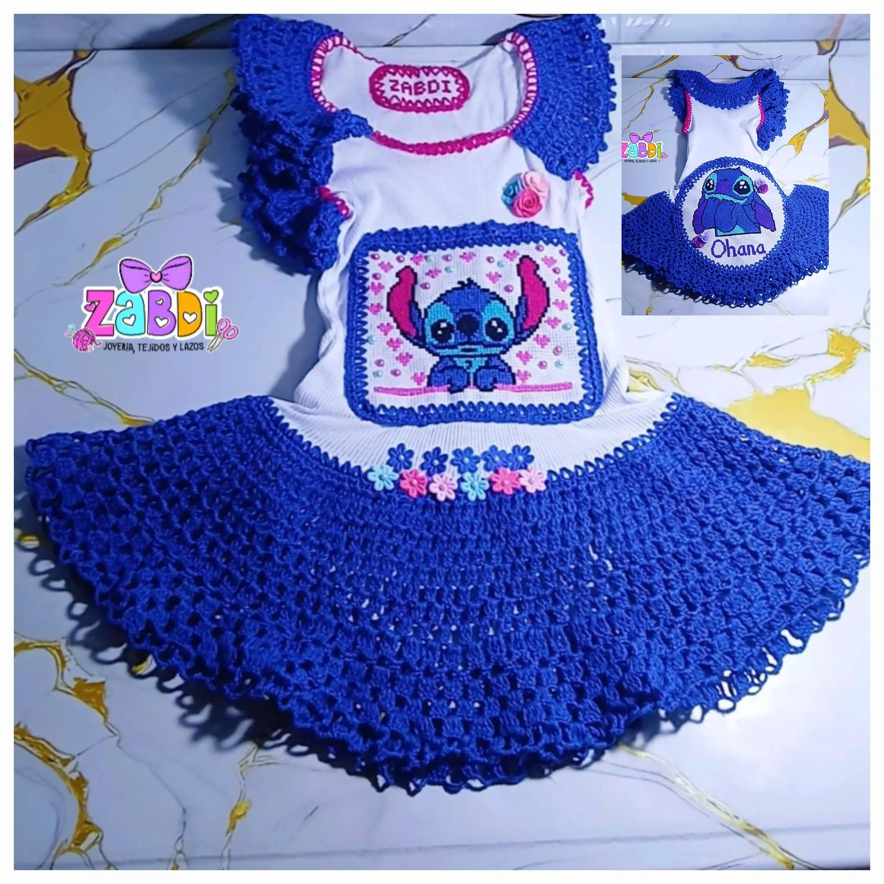 Vestido tejido y bordado de stitch