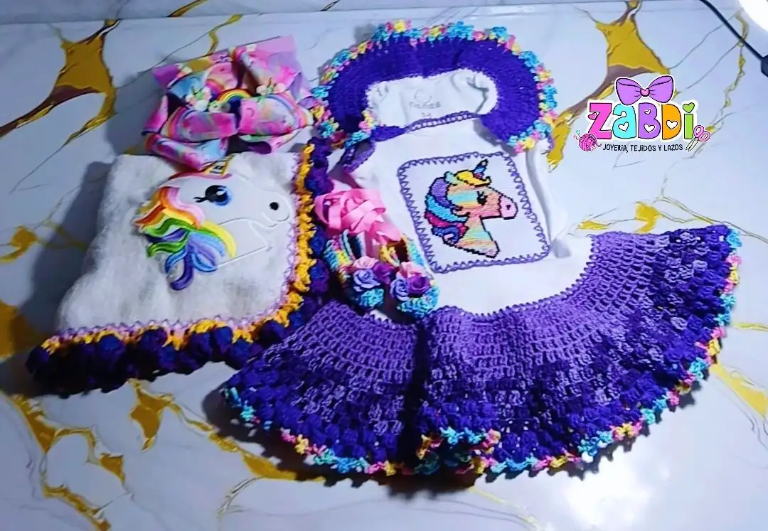 Traje tejido de unicornio para bb - Imagen 2