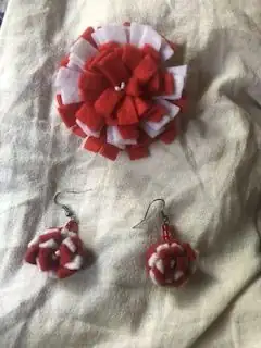 Broche y pendientes Rojiblanco