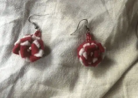 Broche y pendientes Rojiblanco - Imagen 4