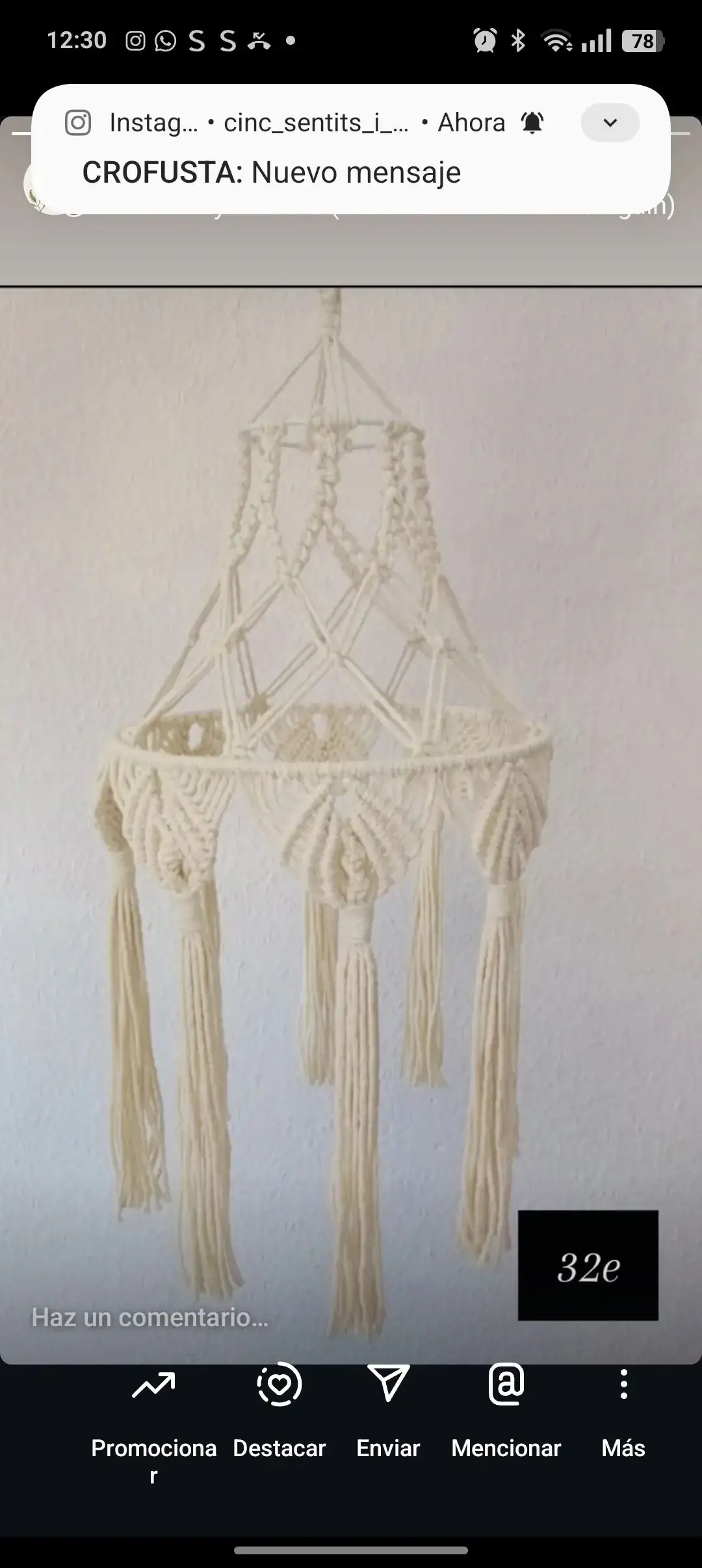 Lámpara en macramé