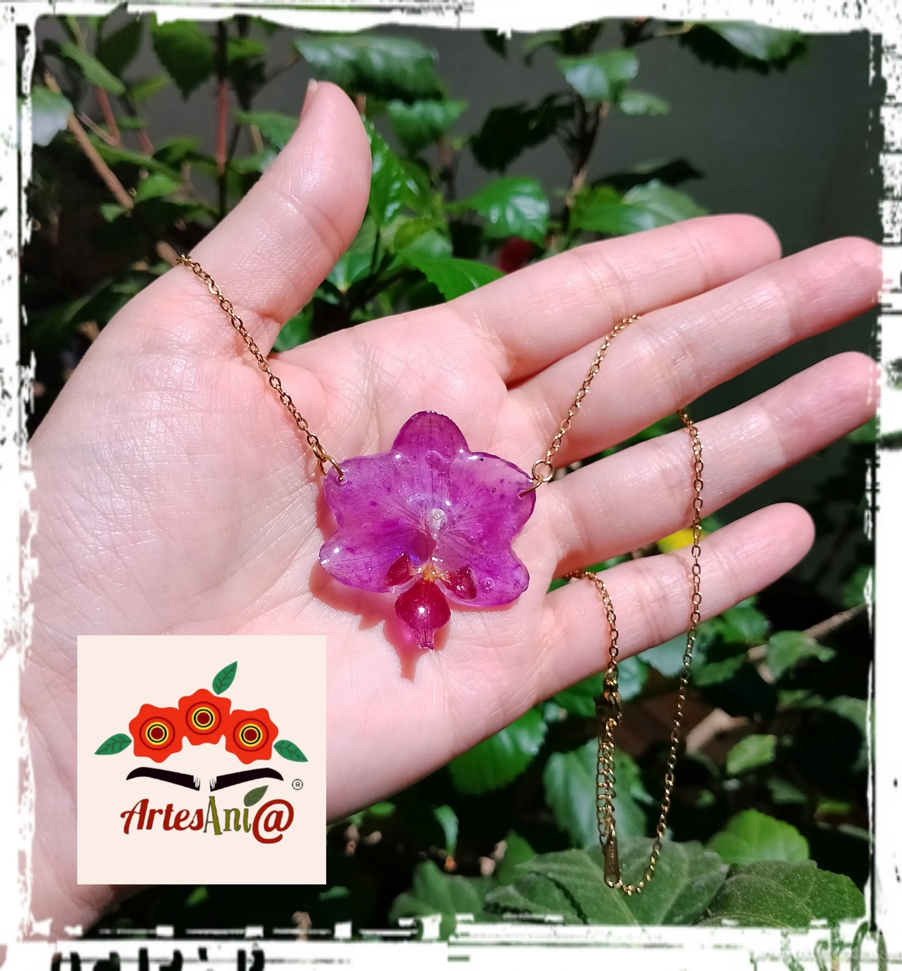 Gargantilla collar orquídea Joyería Botánica 