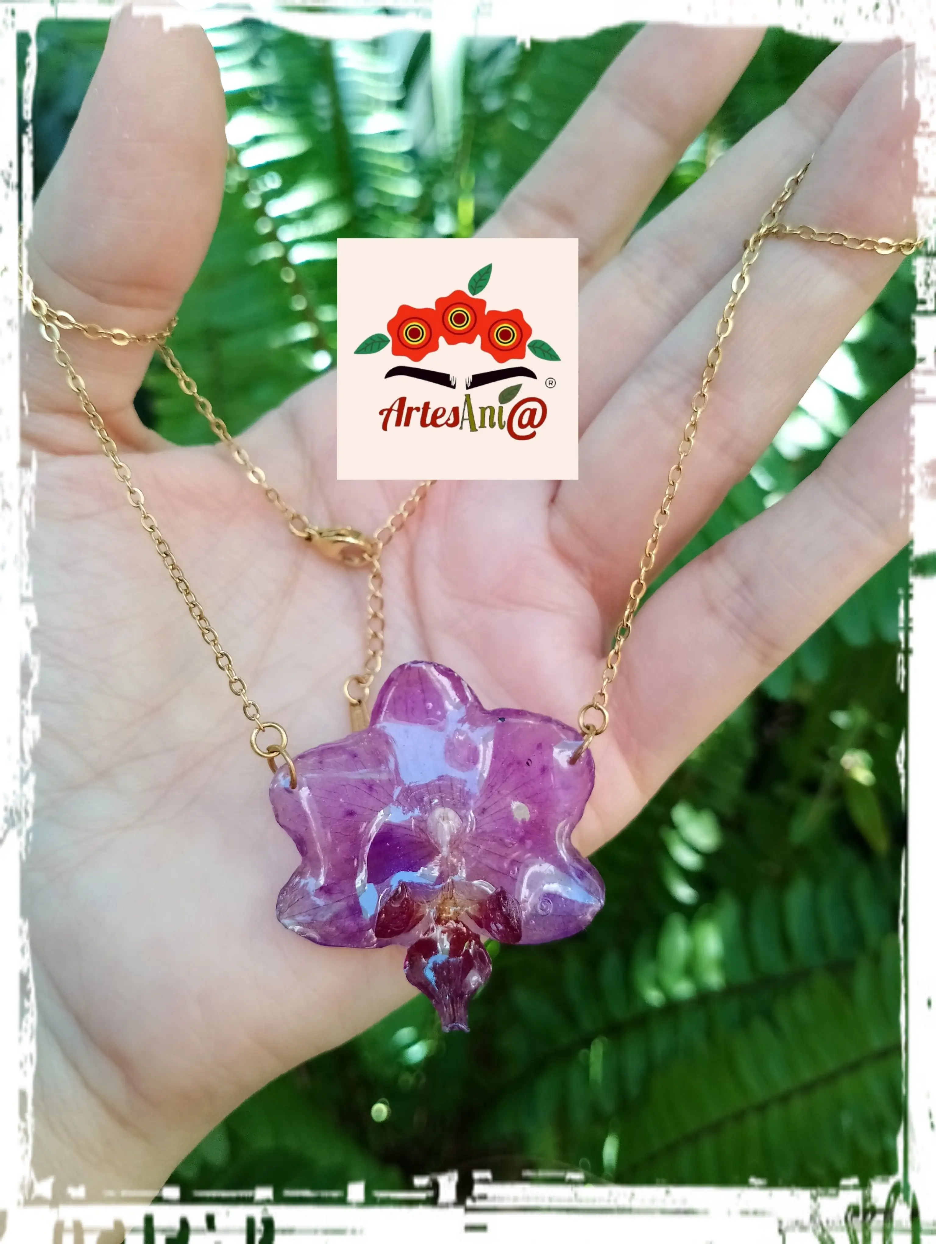 Gargantilla collar orquídea Joyería Botánica  - Imagen 2