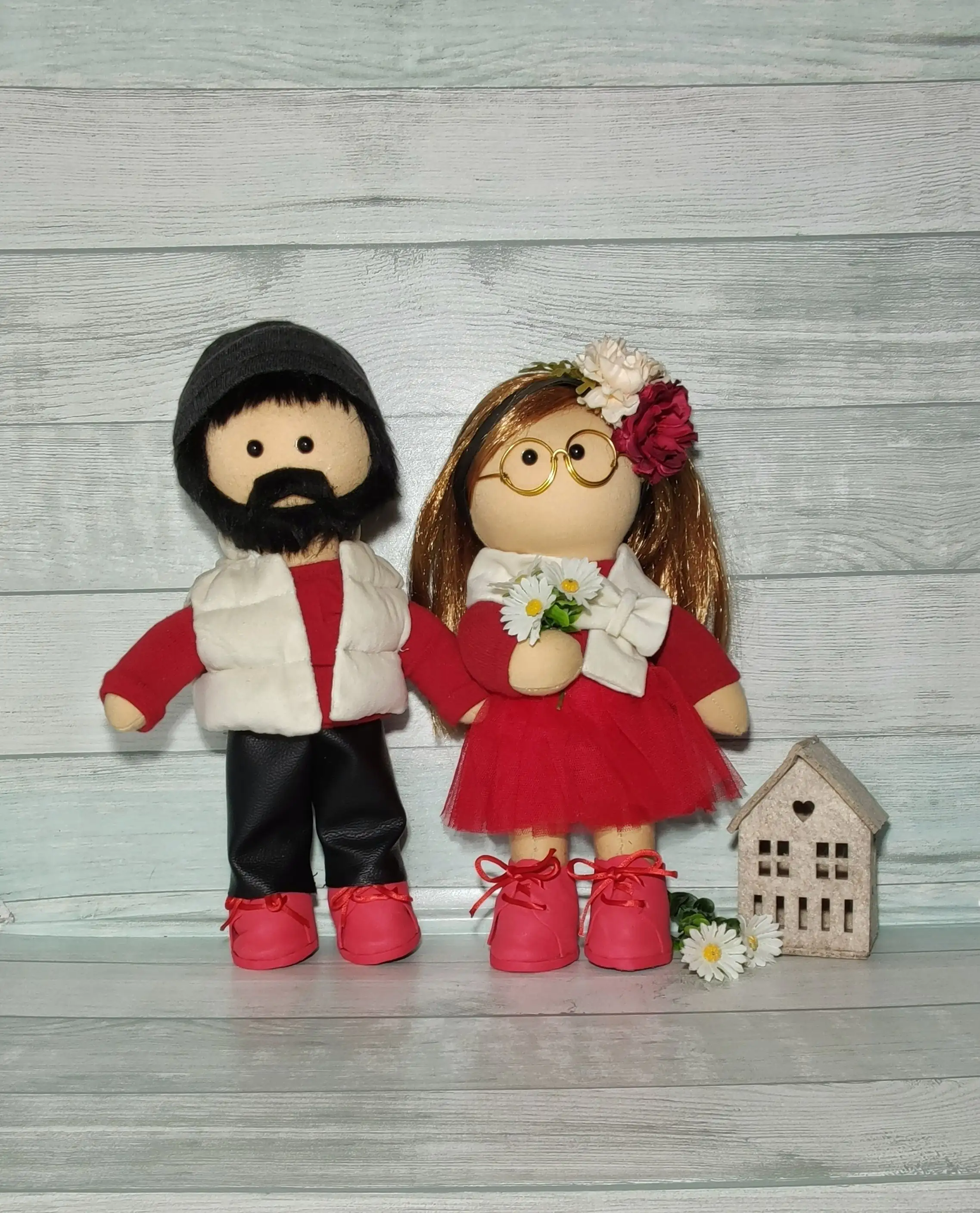 Muñecos de trapo pareja love - Imagen 2