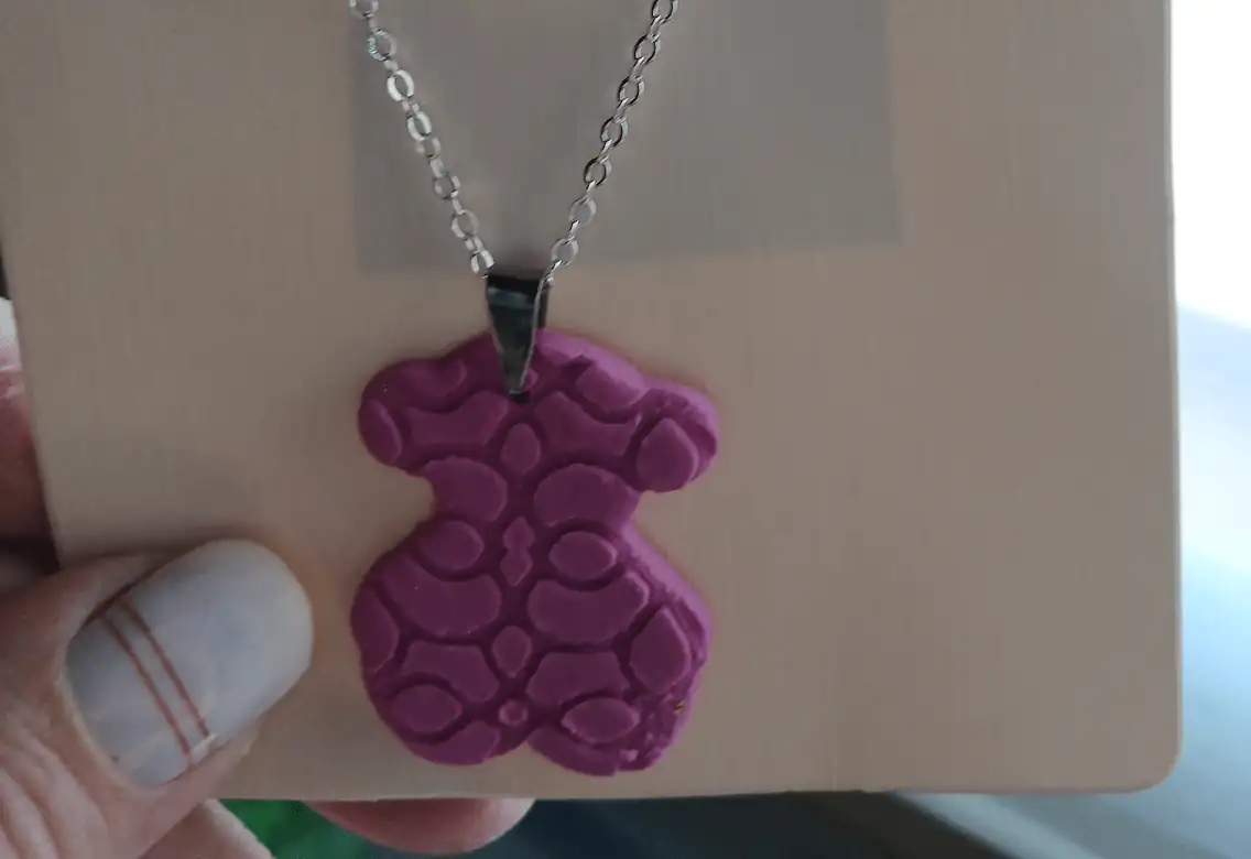 Collar y pendientes osito fucsia