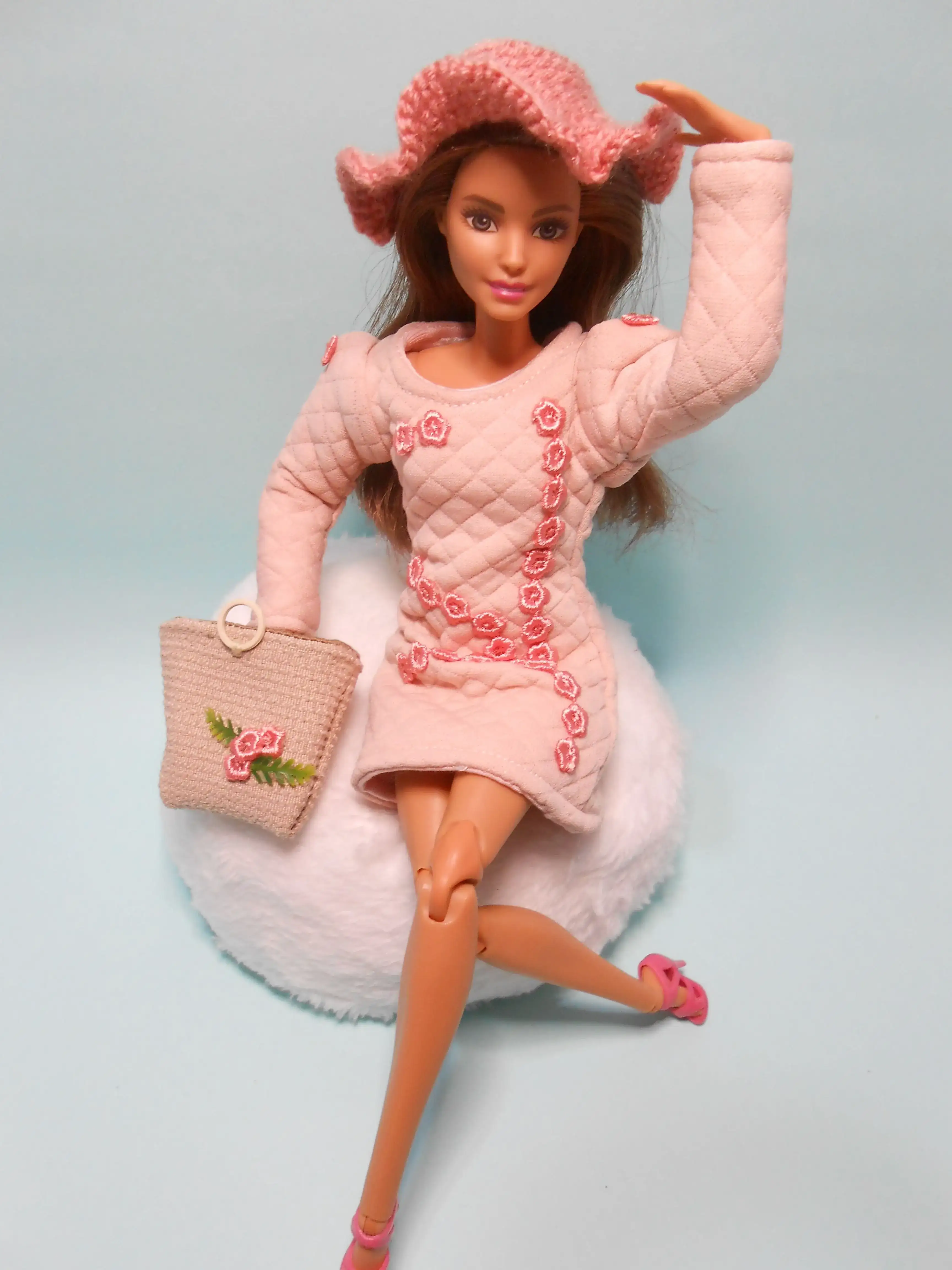 Vestido rosa primaveral miniatura con flores - Imagen 3