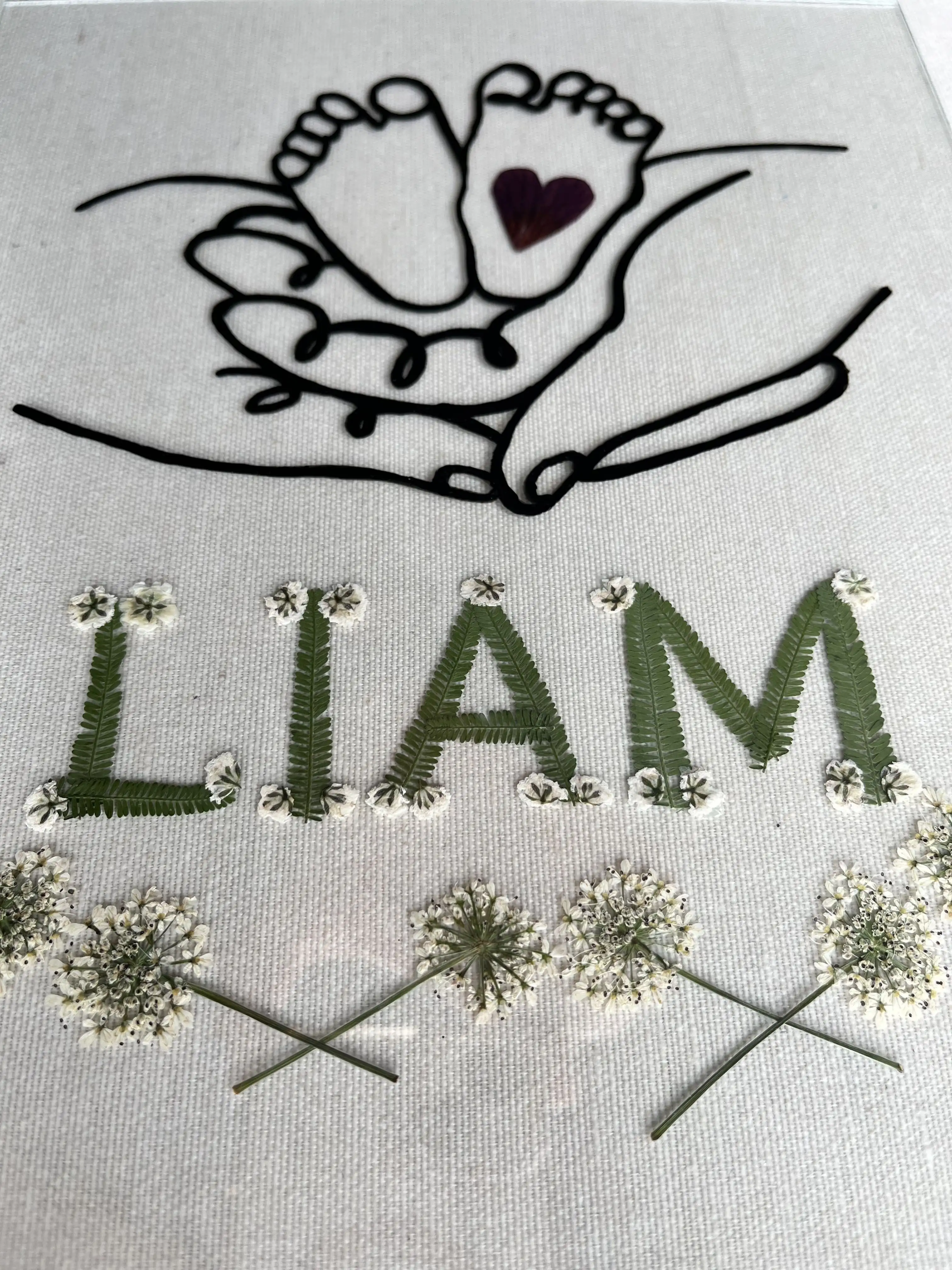 Cuadro personalizado con nombre en flores prensadas - Imagen 2