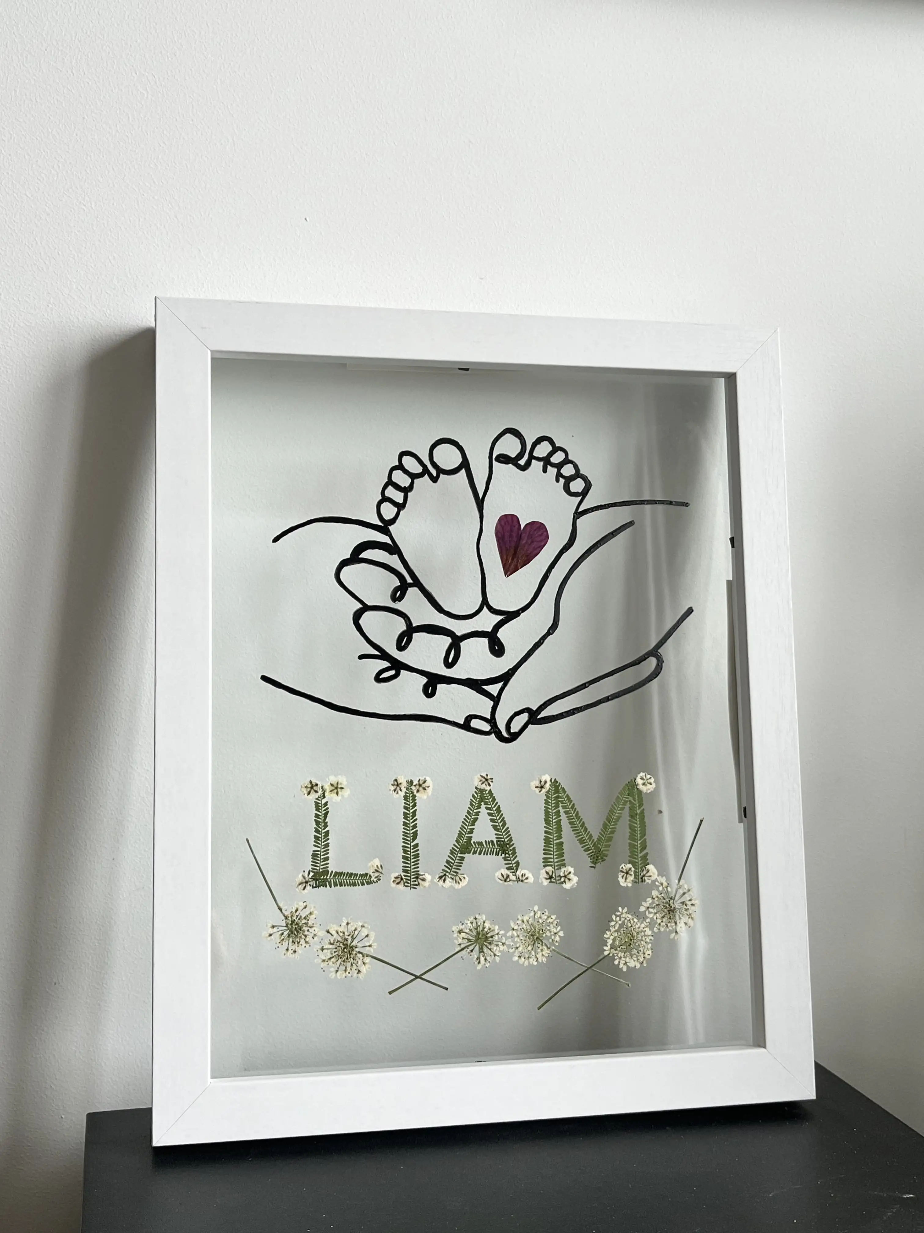 Cuadro personalizado con nombre en flores prensadas - Imagen 3