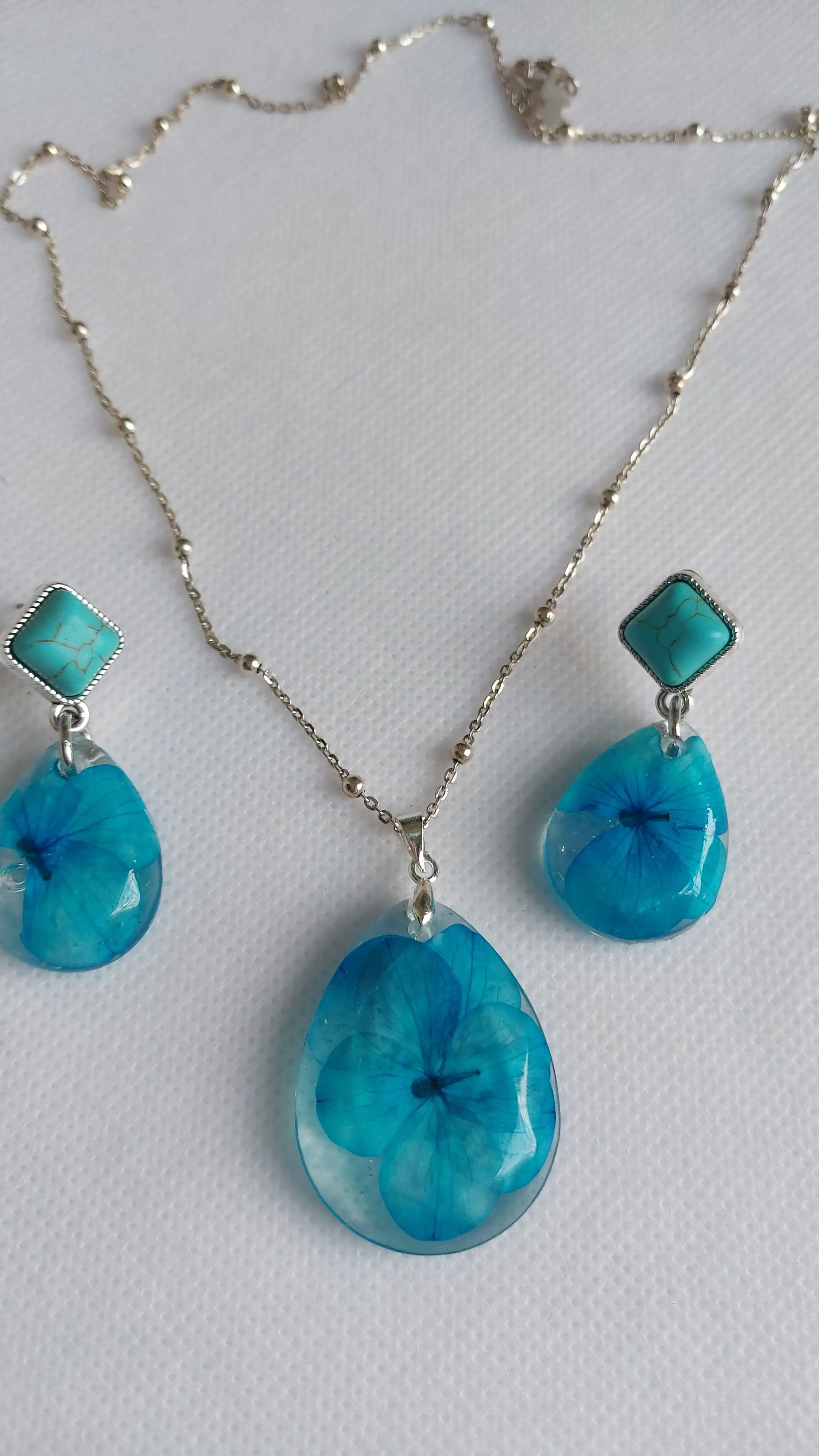 Set pendientes y colgante agua marina