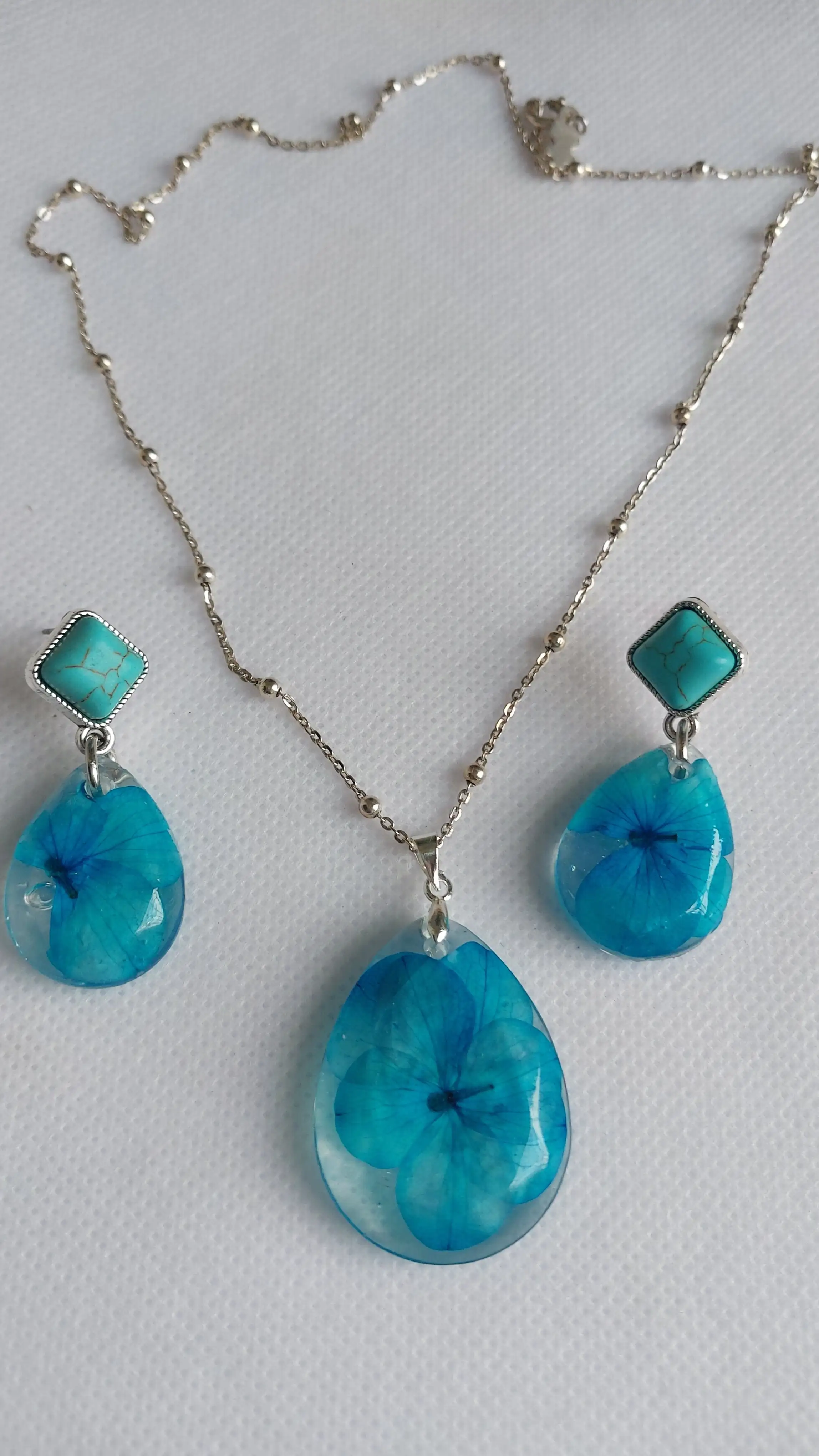 Set pendientes y colgante agua marina - Imagen 2
