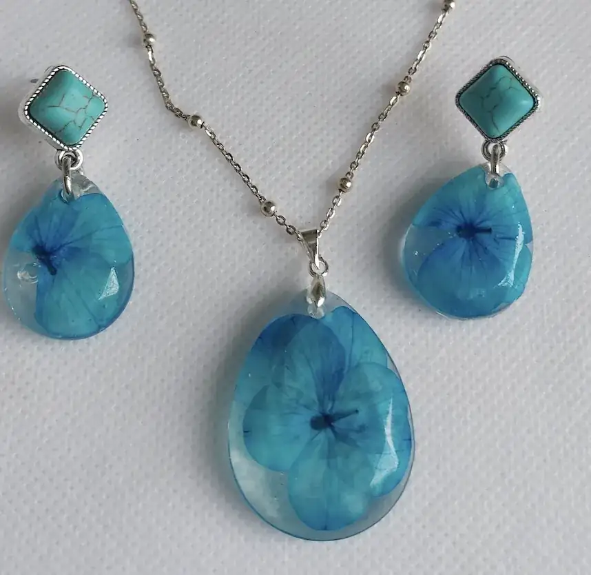 Set pendientes y colgante agua marina - Imagen 3