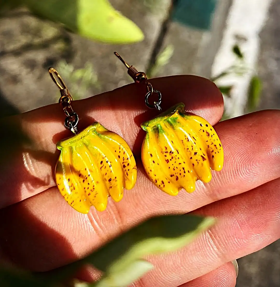 Aretes colgantes de bananos - Imagen 2