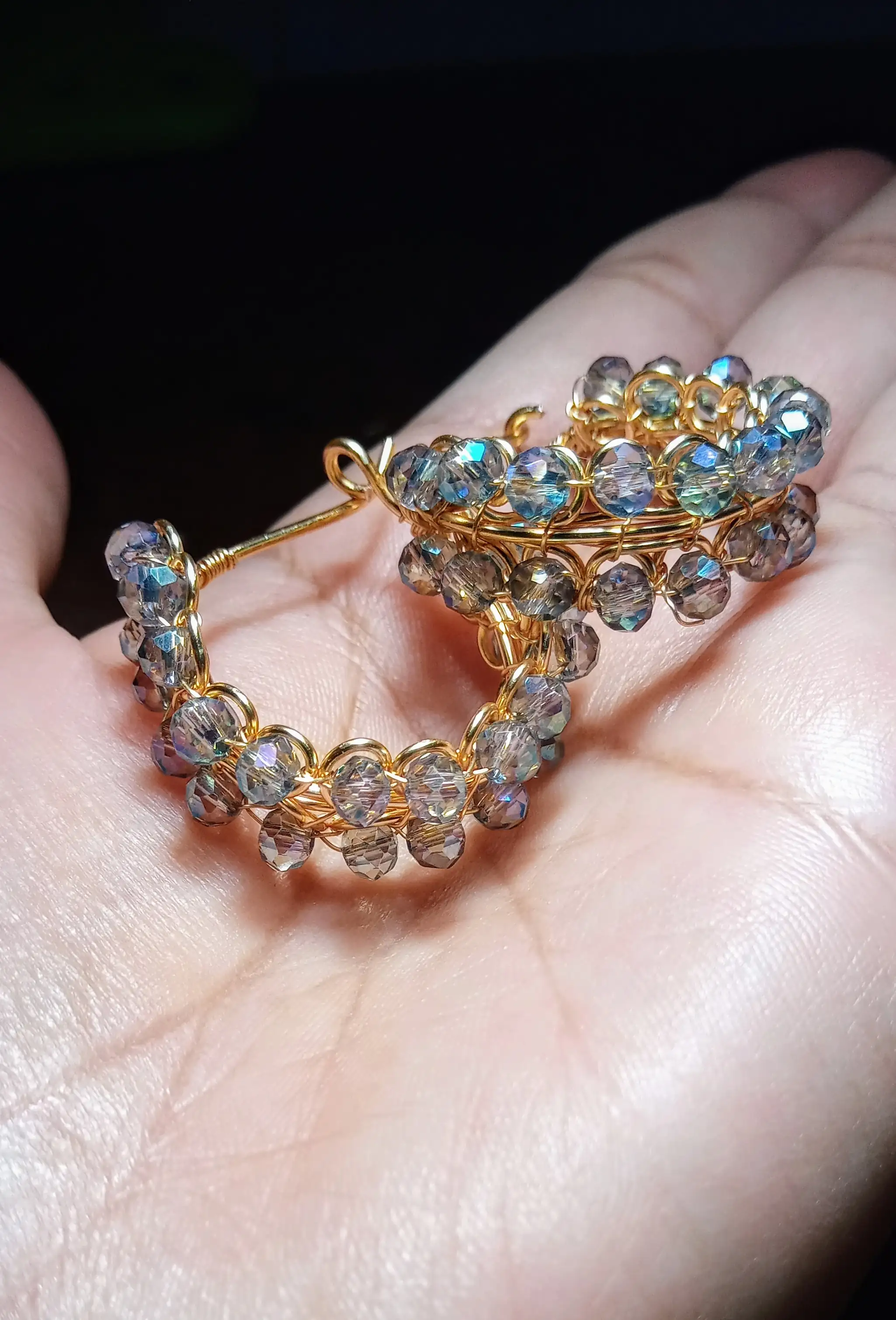 Argollas de alambre de joyería y cristal - Imagen 4