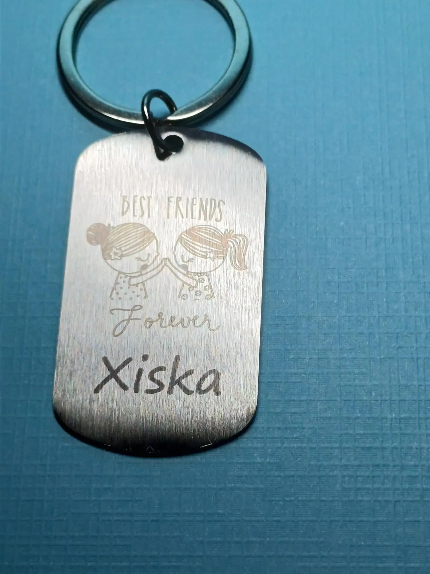 Llavero personalizado plateado doble cara
