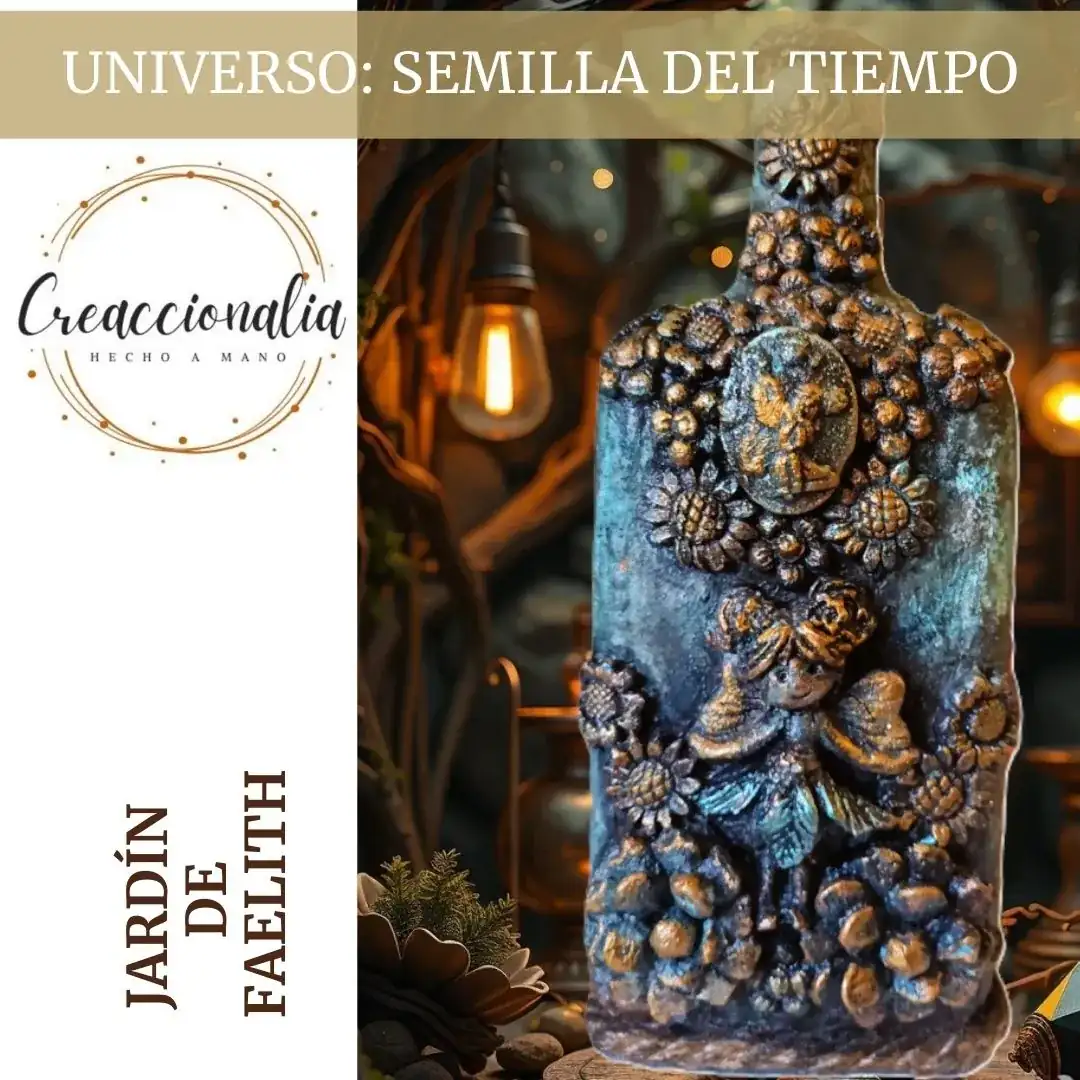 Botella decorada- Jardín de Faelith