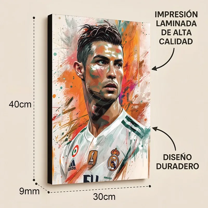 Cuadro Decorativo Fútbol Cristiano Ronaldo E1 40x30 MDF - Imagen 2