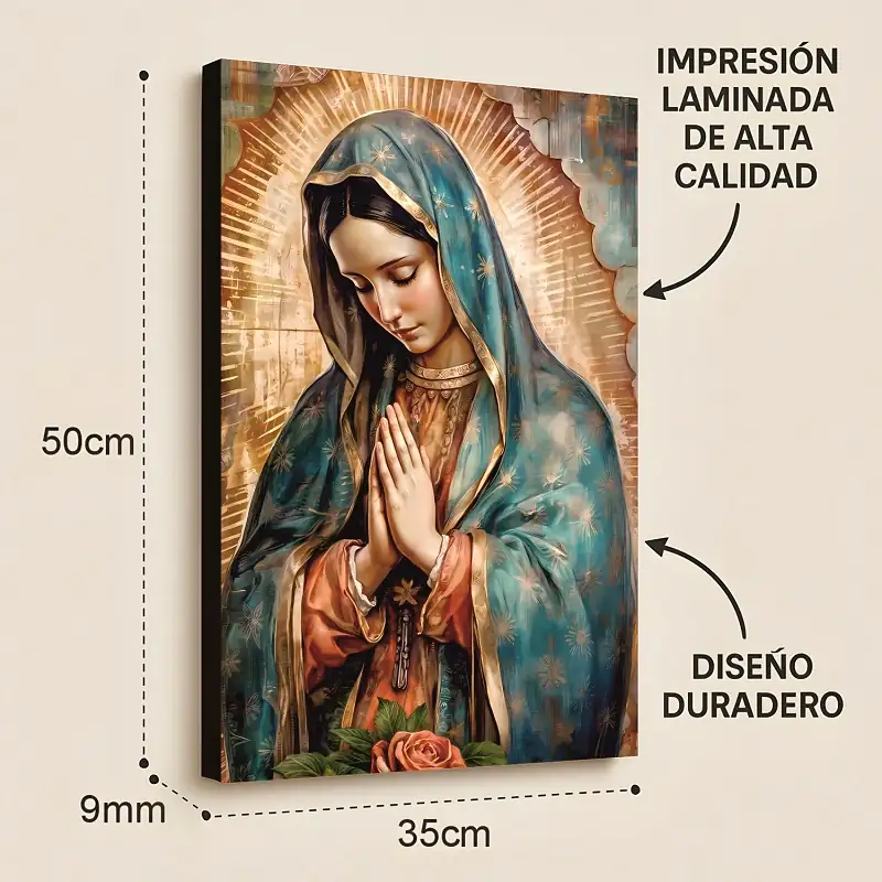 Cuadro Decorativo Religioso Virgen De Guadalupe E1 50x35 MDF - Imagen 2
