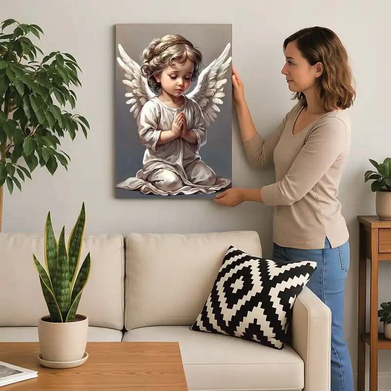 Cuadro Decorativo Religioso Ángel De La Guarda E1 50x35 MDF - Imagen 3