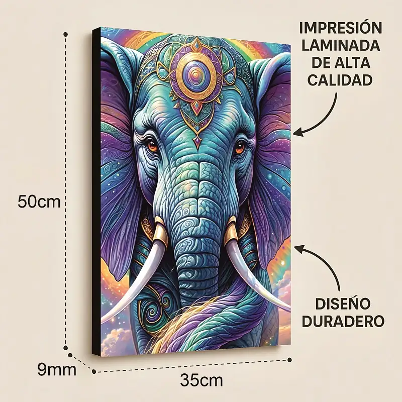 Cuadro Animales Elefante E1 50x35 MDF - Imagen 2