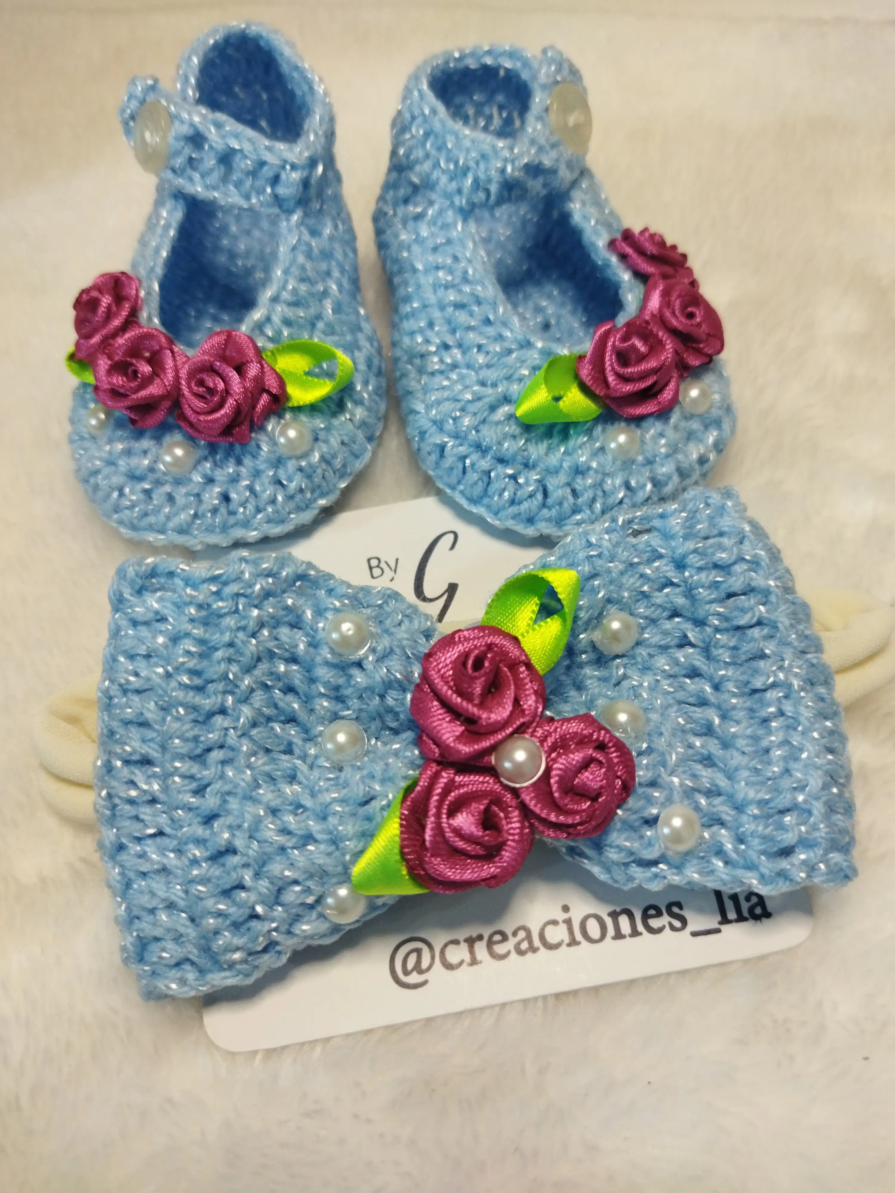 Zapatillas y cintillo en crochet  - Imagen 2