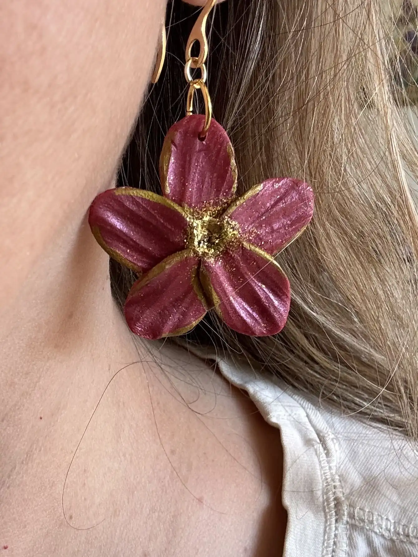 Pendientes flor de pascua - Imagen 2