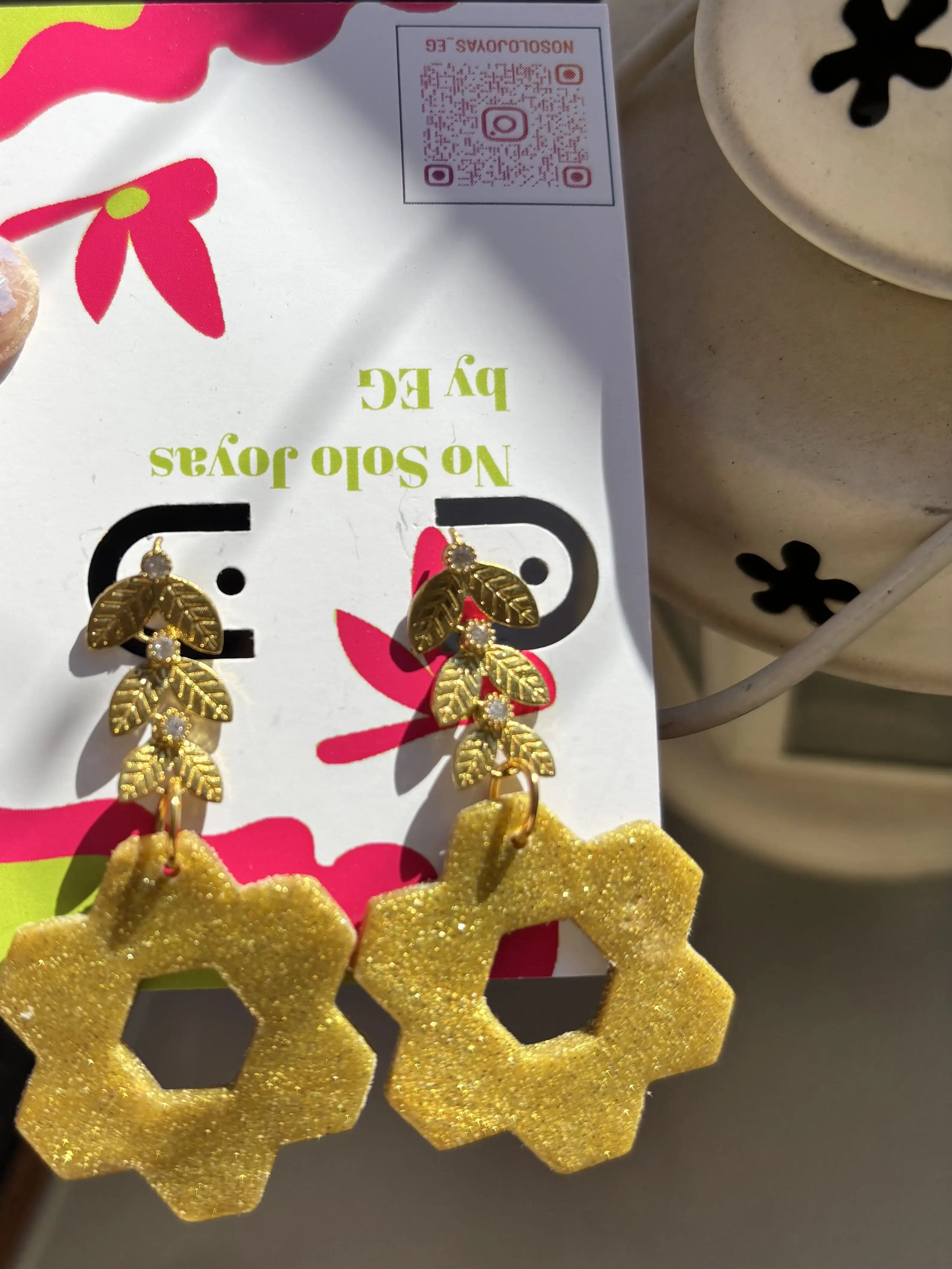 Pendientes estrellas hexagonales navideñas - Imagen 2