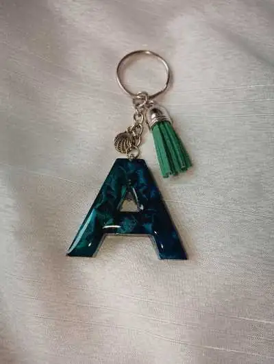 Llavero inicial "A" efecto "TERCIOPELO"