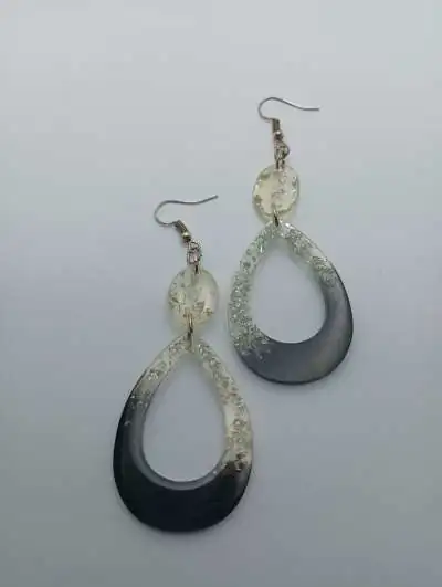 Pendientes Gota Plata y Negro - Imagen 2