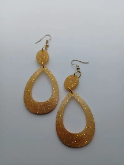 Pendientes Lágrima Brillos de Oro - Imagen 2