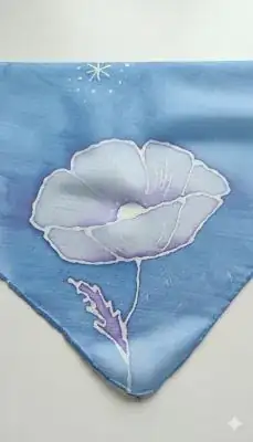 Brazalete/Pañuelo Seda Pintado a Mano con amapolas - Imagen 4