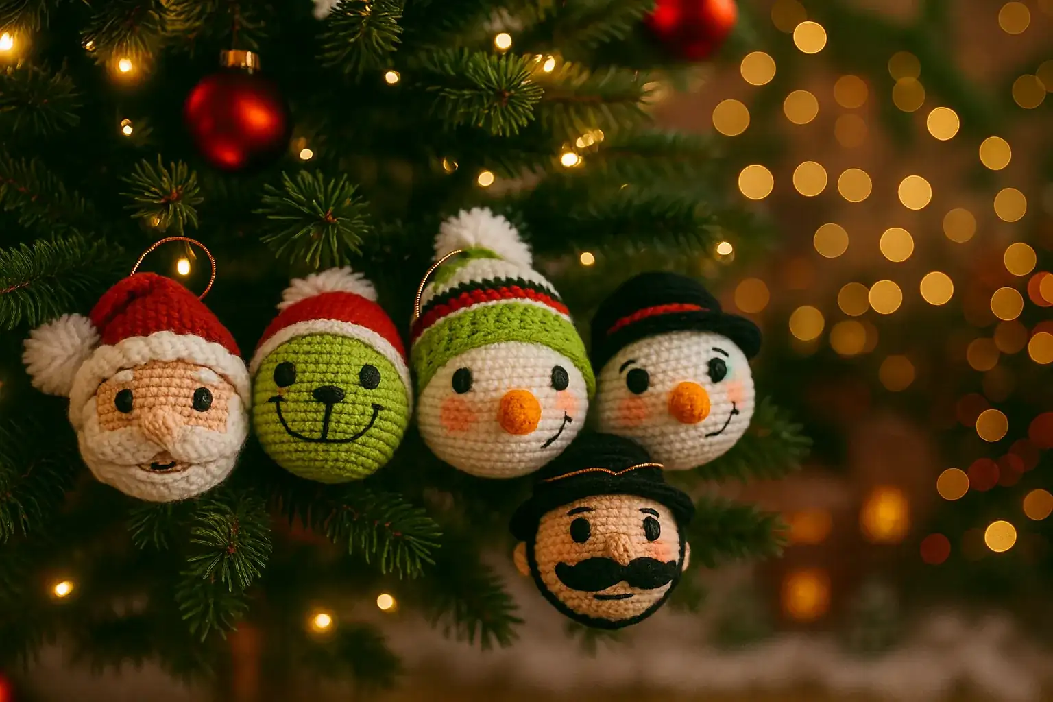 Bolitas navideñas tejidas
