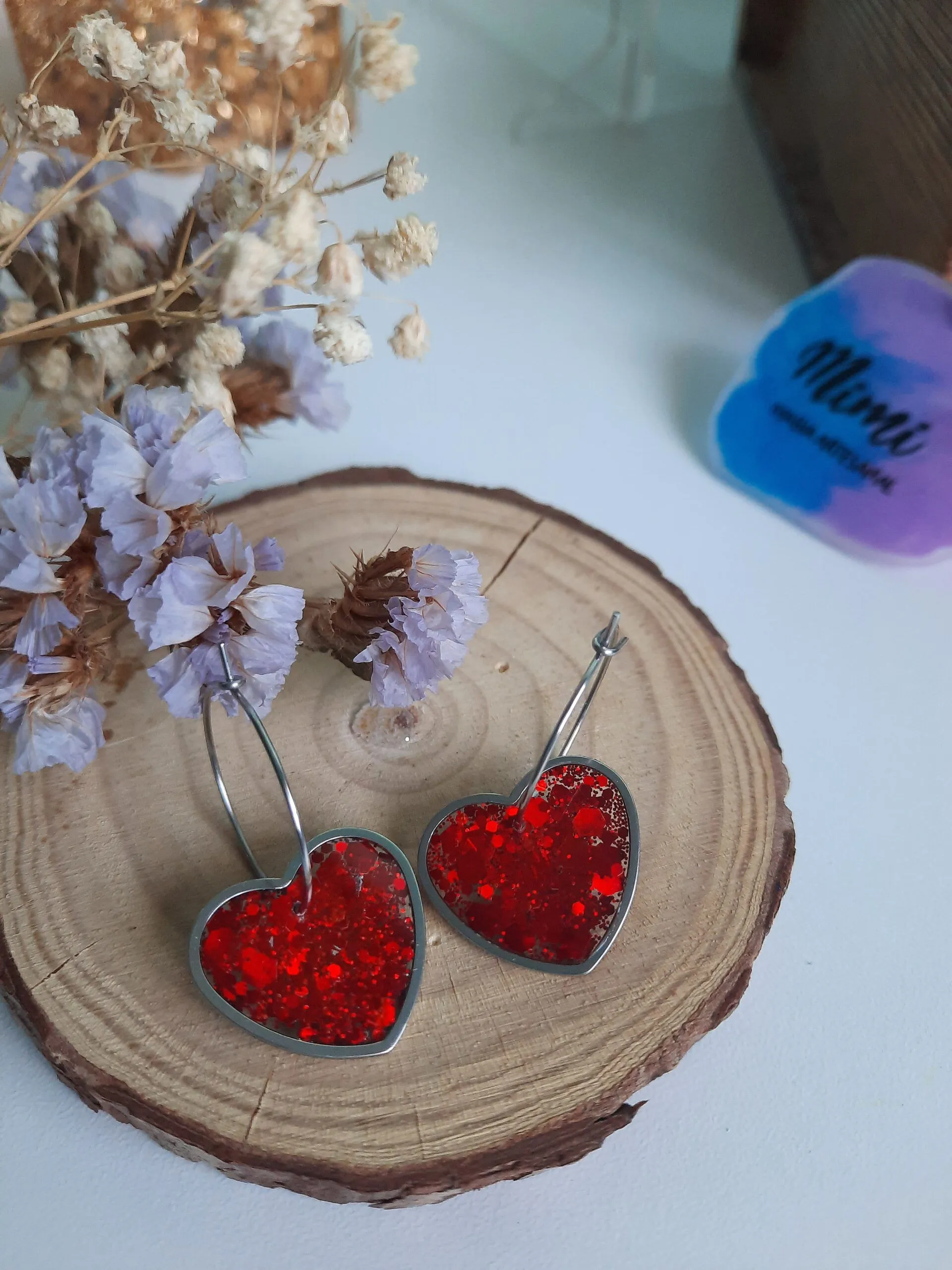 Pendientes Corazón blanco - Imagen 3