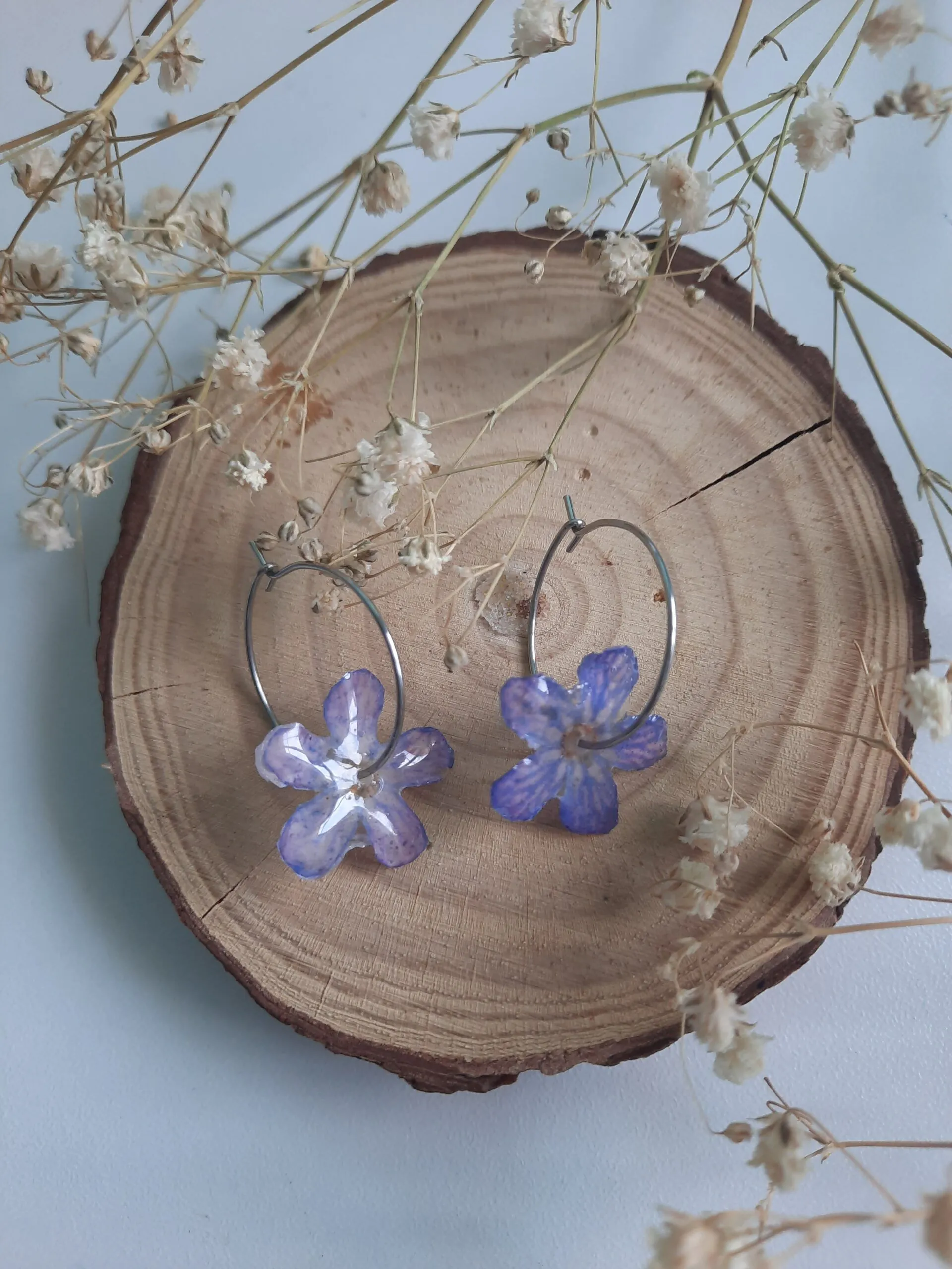 Pendientes flor natural 'Lengua de buey'
