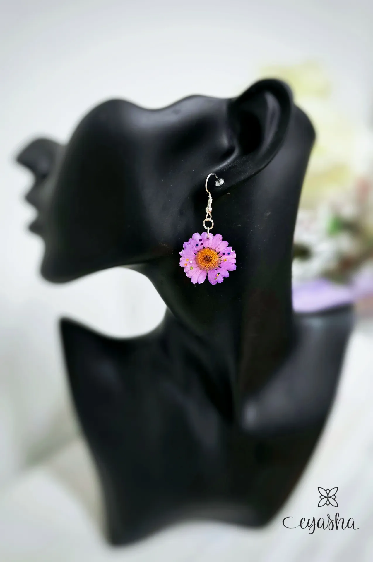 Pendientes flores naturales 