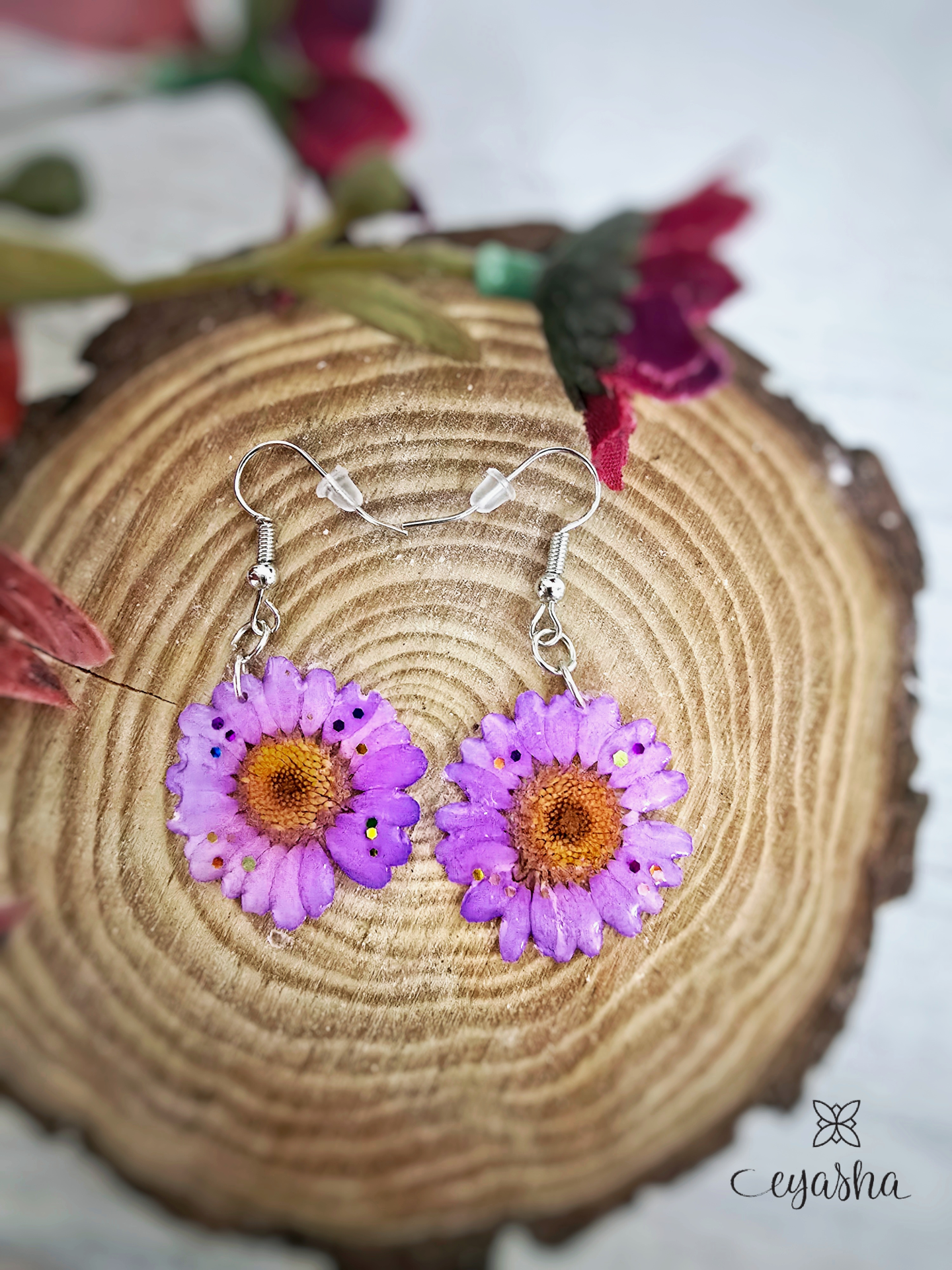 Pendientes flores naturales  - Imagen 2